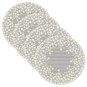 Blossom 12 in. Round Ecru Lace Polyester Doily (Set of 4)
