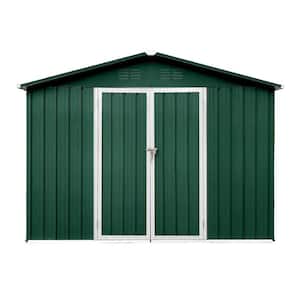 Outdoor 6 ft. x 8 ft. Storage Metal Sheds with Latch, Vents, for Garden (48 sq.ft.), Green Plus White