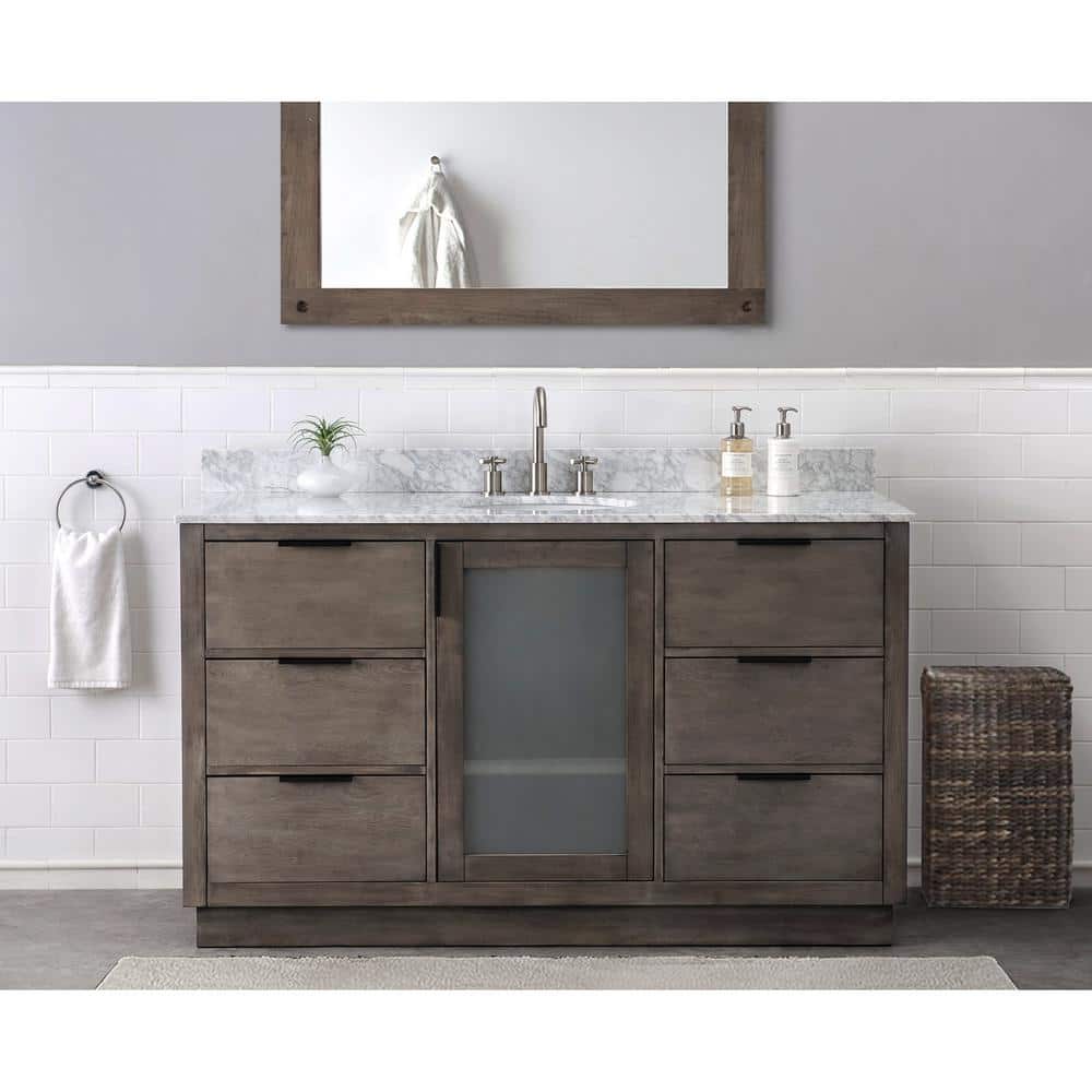 Sunjoy Aisha 60 In W X 2205 In D X 3575 In H Ash Brown Bathroom Vanity With Marble Vanity Top And Single Basin B301010700 The Home Depot