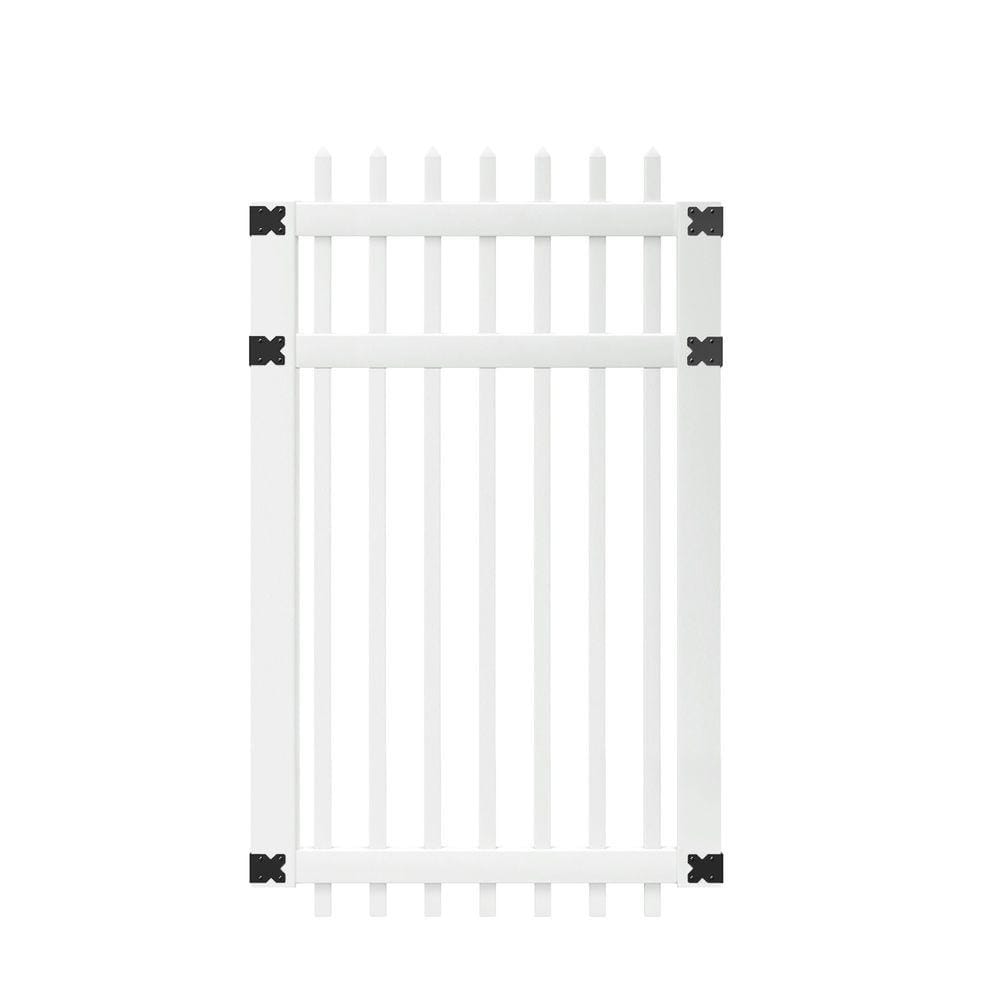 Veranda 3-1/2 ft. W x 6 ft. H White Vinyl Manchester Spaced Picket Fence Gate