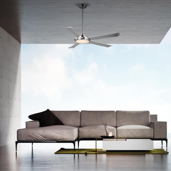 Arlette 60 in. LED Indoor/Outdoor Brushed Nickel Ceiling Fan with Remote Control and White Color Changing Light Kit