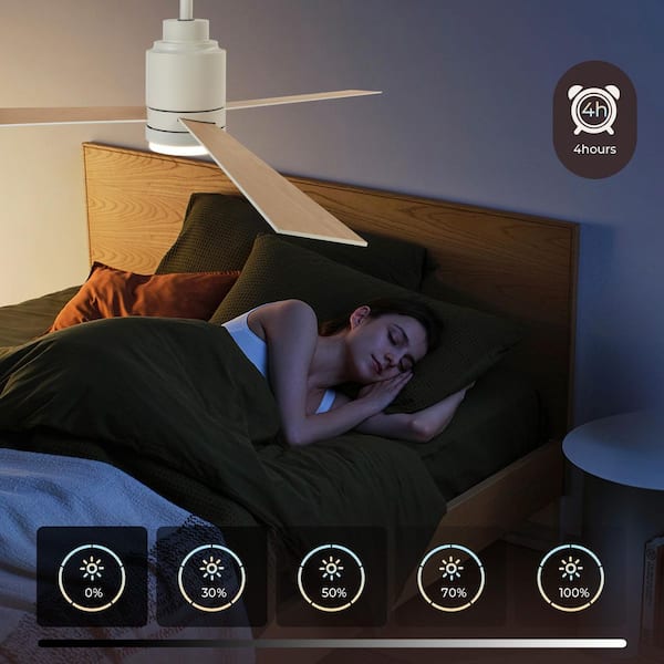 TOZING 52 in. LED White and Wood Indoor Ceiling Fan with