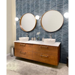 Blue Shimmer 9.95 in. x 11.85 in. Glossy Glass Mesh Mounted Mosaic Wall Tile (12.30 sq.ft./Case)