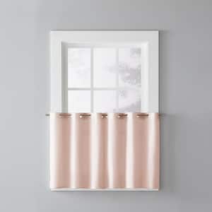 Blush Solid Grommet Curtain - 56 in. W x 24 in. L (Set of 2)