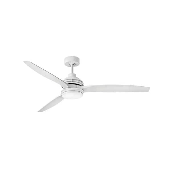 HINKLEY ARTISTE 60 in. Indoor/Outdoor Integrated LED Matte White Ceiling Fan with Remote Control