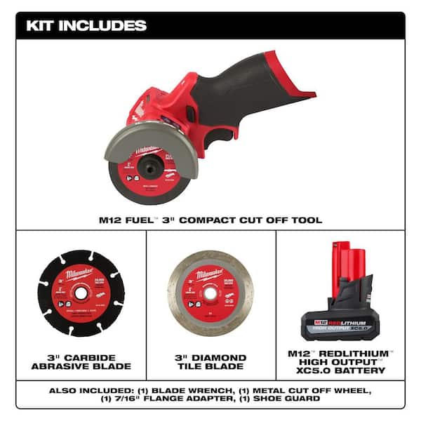 M12 FUEL 12V Lithium-Ion Brushless Cordless 3 in. Cut Off Saw, & 5. 0Ah Battery