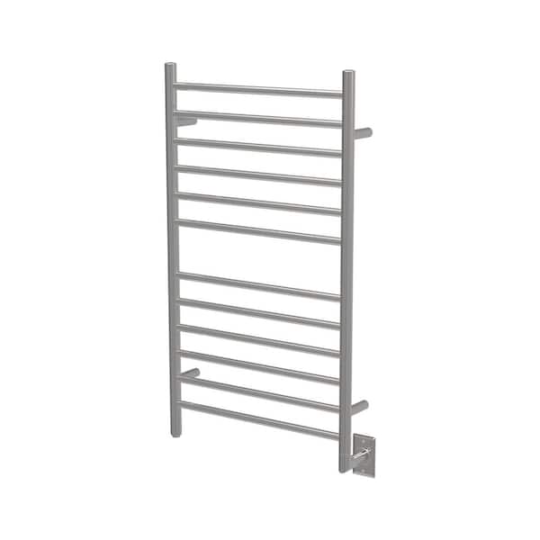 Amba Radiant Large Straight 12-Bar Hardwired Electric Towel Warmer in Polished Stainless Steel