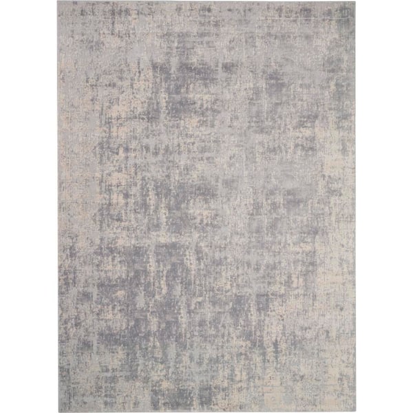 Nourison Rustic Textures Ivory/Silver 8 ft. x 11 ft. Abstract Contemporary Area Rug