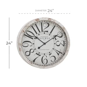 24 in. x 24 in. White Wooden Wall Clock