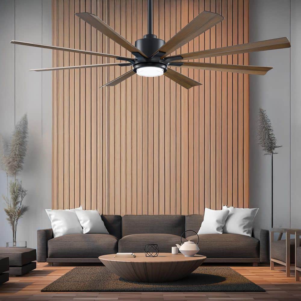 Size Matters 65 in. Smart Indoor/Outdoor Matte Black/Distressed Koa Ceiling Fan Selectable CCT Integrated LED w/ Remote price history on PriceWatchPro