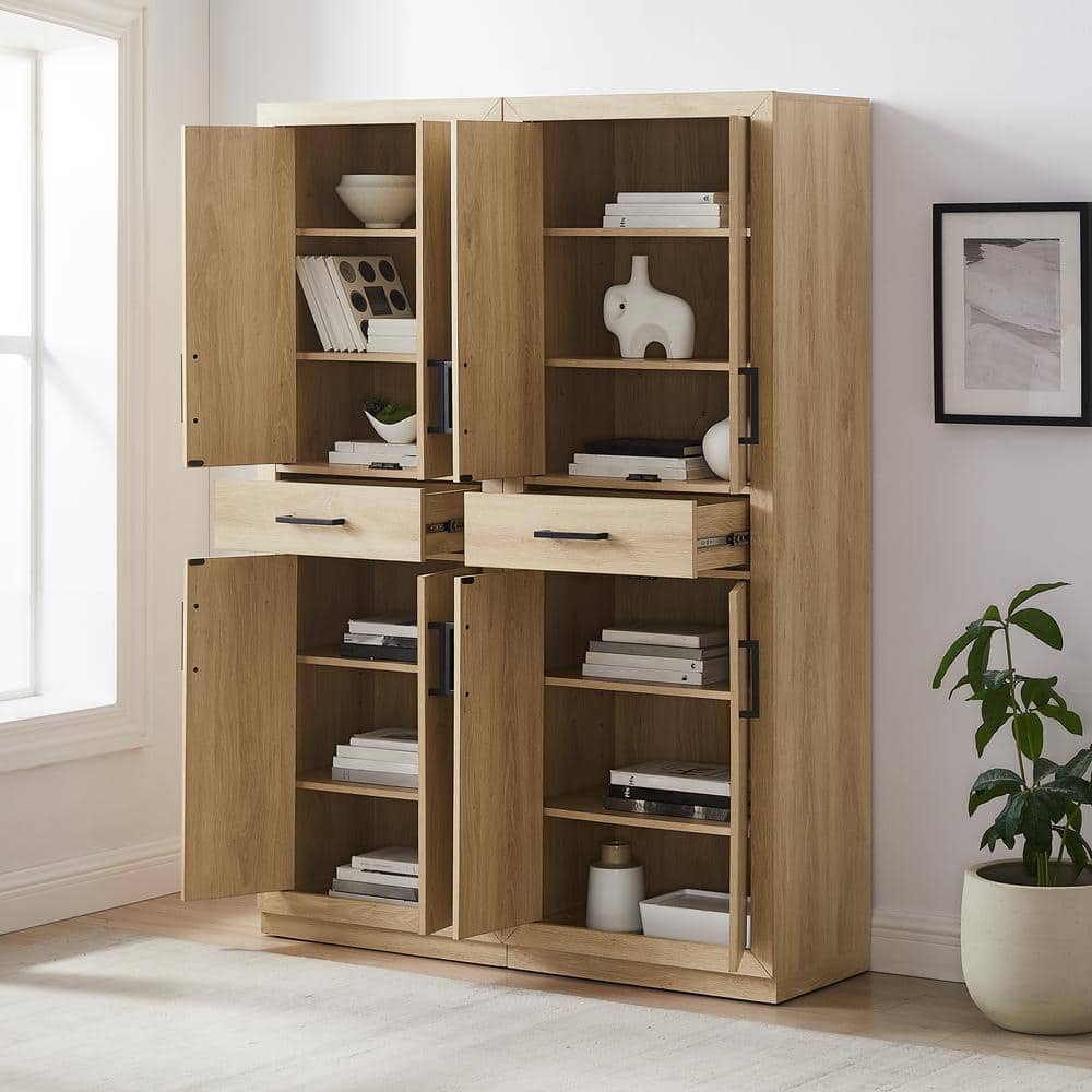Isla Driftwood 2-Piece Engineered Wood Kitchen Pantry Cabinet Set