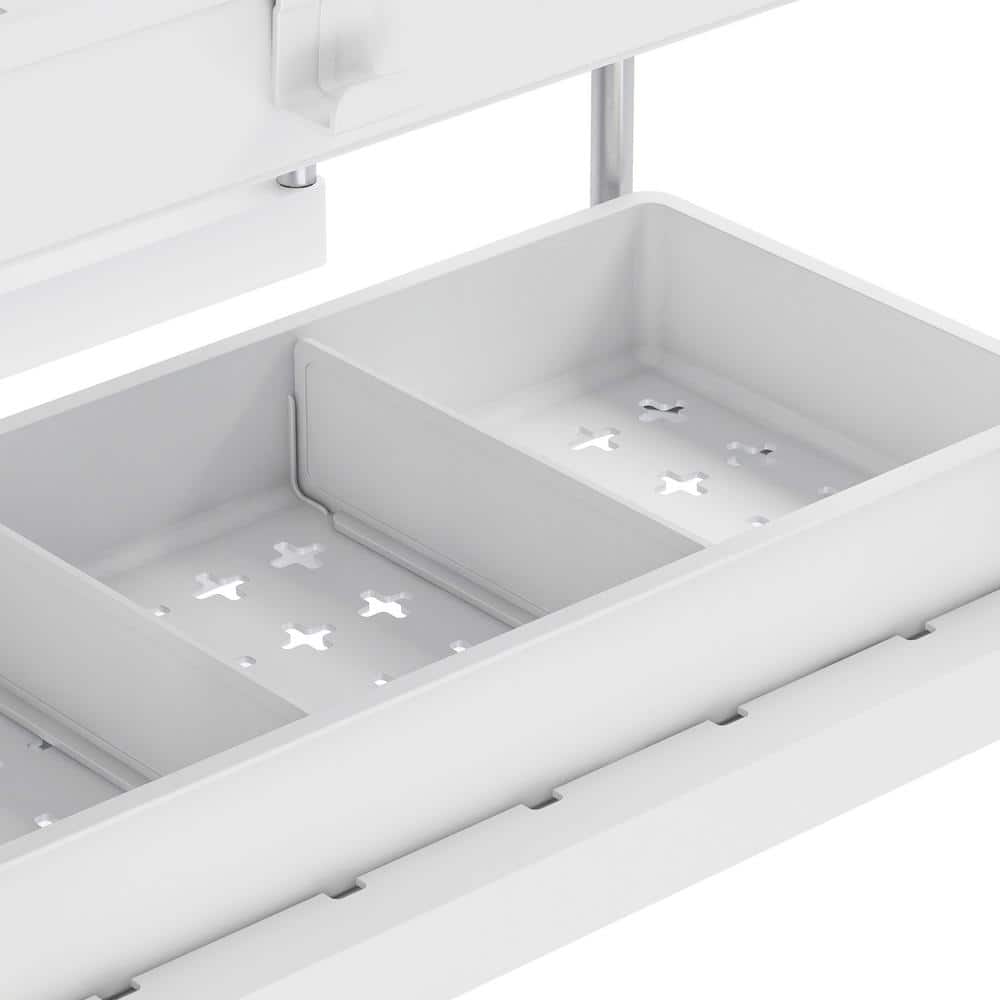 Simplify 2-Tier White Plastic Sink Organizer with Drawer