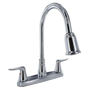 Faucet 8 in. Deck Chrome Hi-Arc Spout Pull-Down 2-Handle