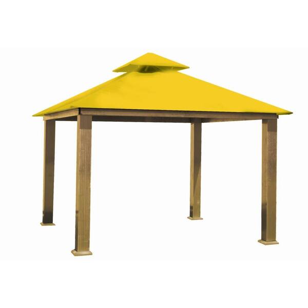 Unbranded 14 ft. x 14 ft. ACACIA Aluminum Gazebo with Sunflower Yellow Canopy