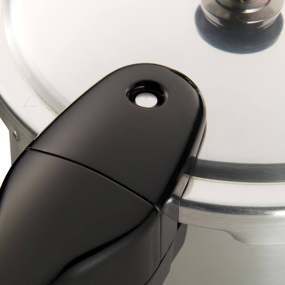 8-Quart Silver Aluminum Pressure Cooker with Black Handle