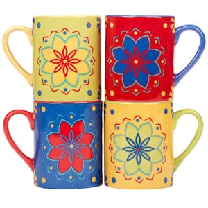 Spice Love 18 oz. Mulit-Colored Earthenware Beverage Mugs (Set of 4)