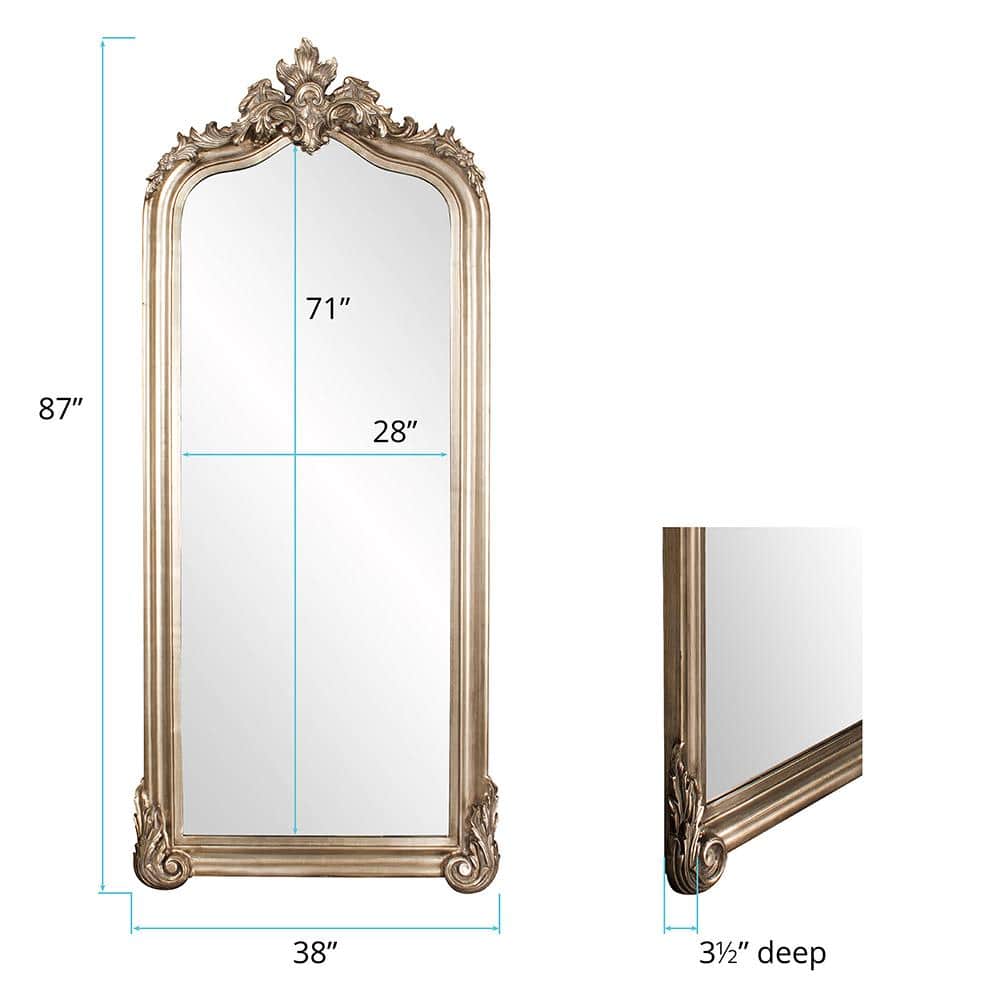 Champagne Silver Leaf Ornate Full Length Arch Mirror