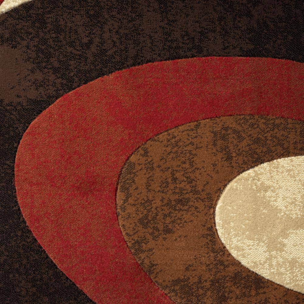 Tribeca Red and Brown Abstract Rectangular Area Rug
