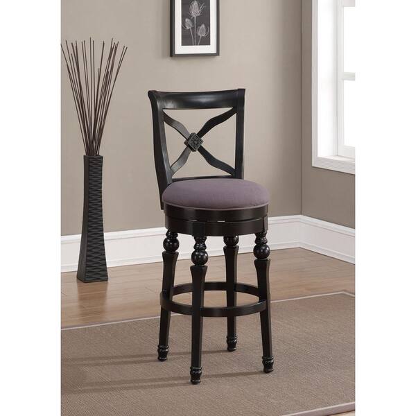 American Heritage Livingston 26 in. Antique Black Cushioned Bar Stool