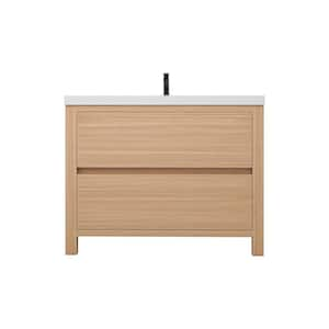 Louis 42 in. W x 20 in. D x 35 in. H Single Sink Freestanding Bath Vanity in Champagne Oak with White Acrylic Top