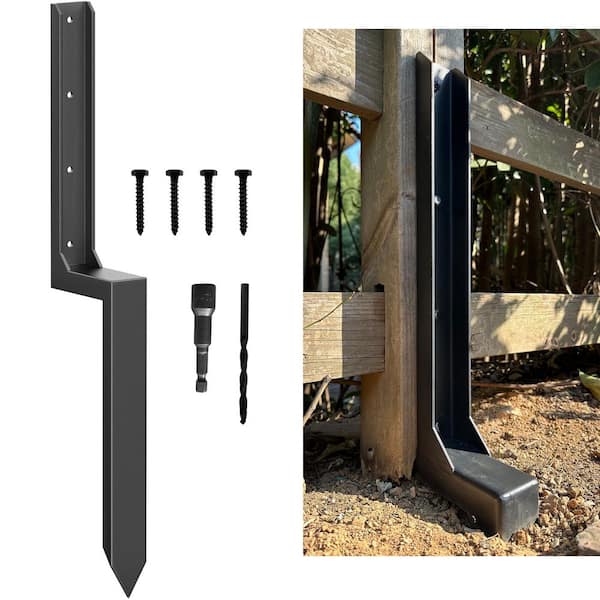 Heavy-Duty Black 11-Gauge Steel Fence Post Anchor Repair Kit for 4 x 4 and 6 x 6 Wood Posts (1-Pack)