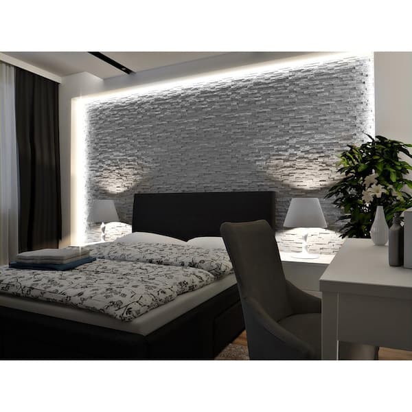Stone 3/4 in. x 2 ft. x 2 ft. Plain White Seamless Foam Glue-Up 3D Wall Panels (12-Pack) 48 sq. ft./case