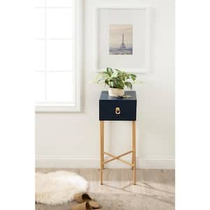 Decklyn 11.75 in. Navy Blue Square MDF End Table