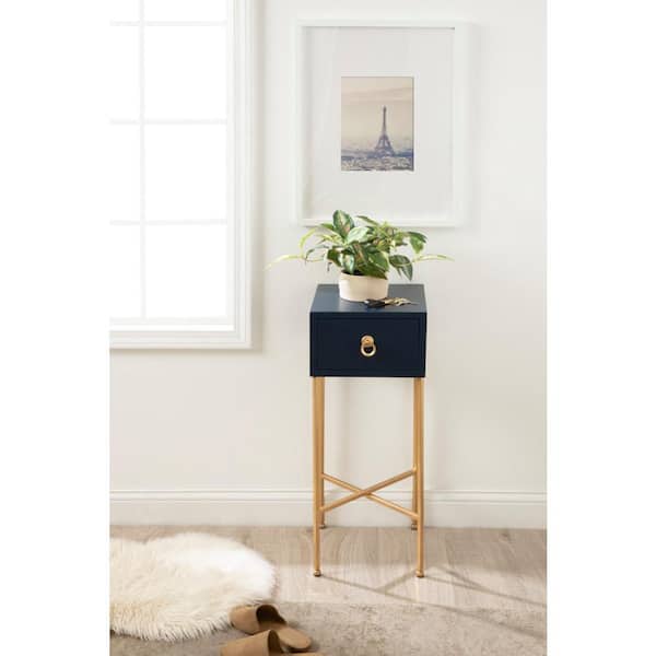 Kate and Laurel Decklyn 11.75 in. Navy Blue Square MDF End Table