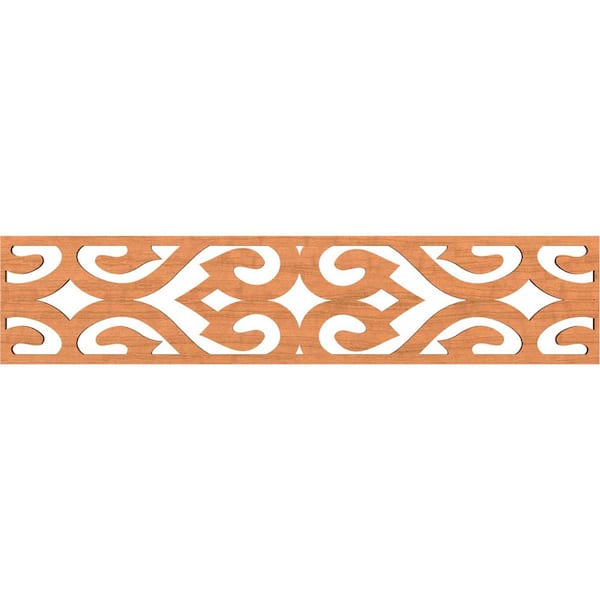 Ekena Millwork Keene Fretwork 0.375 in. D x 46.75 in. W x 10 in. L Cherry Wood Panel Moulding