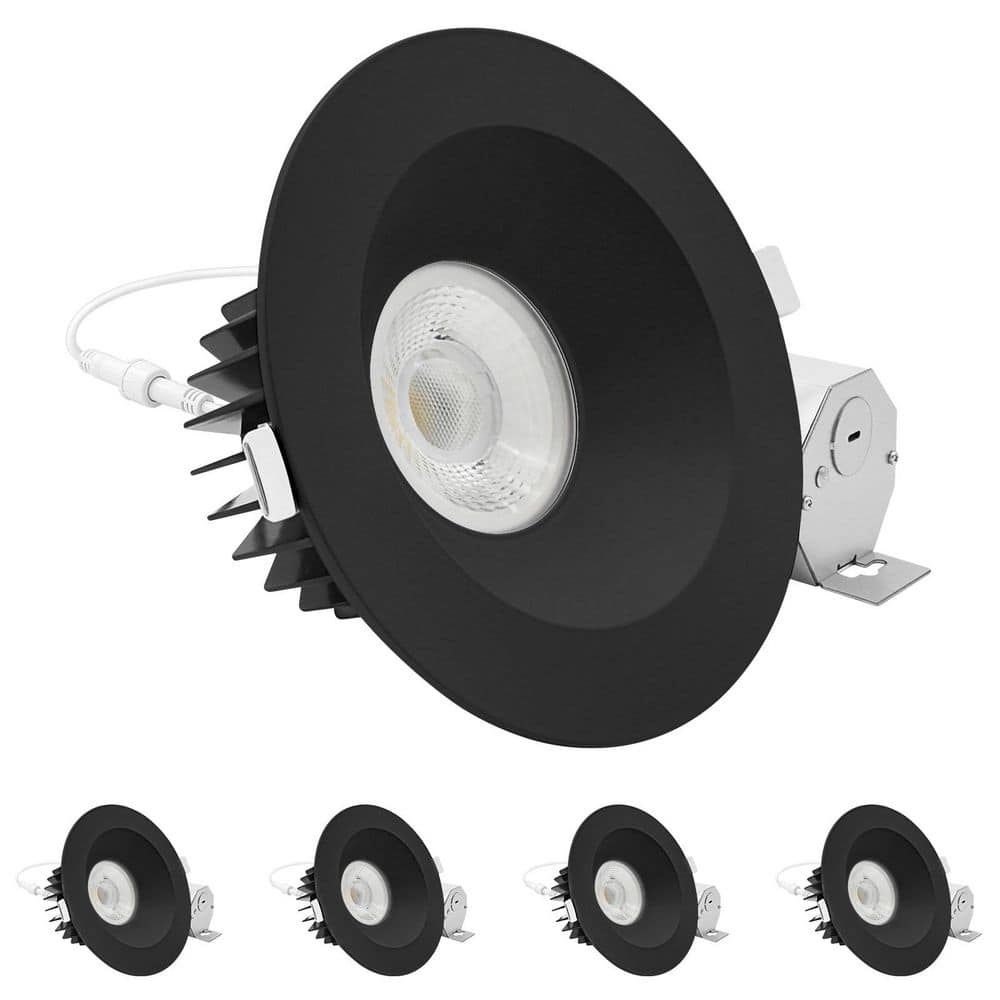 4 In. Integrated LED Regressed Spotlight with Round Black Interchangeable Trim, 22W, 1800LM, 5CCT, 38° Dimmable, 4 Pack price history on PriceWatchPro