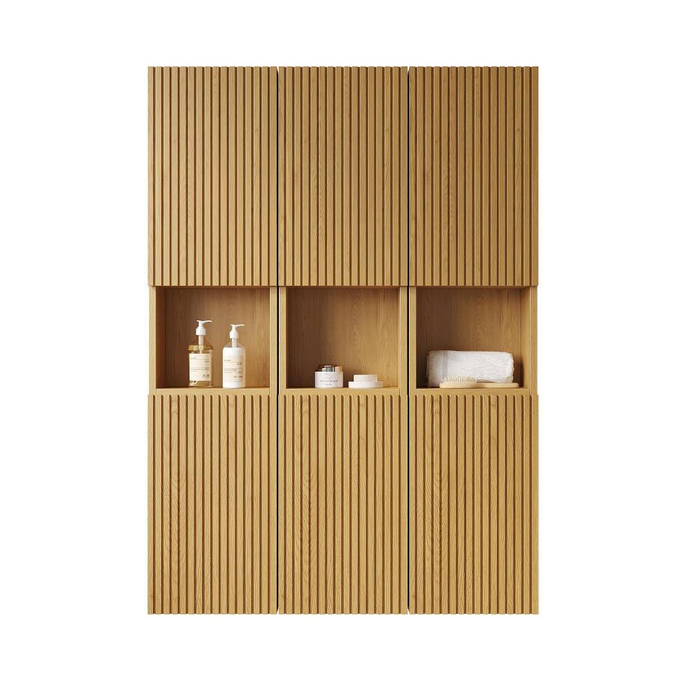 "41.34""W x 11.81""D x 59.06""H Plywood Bathroom Wall Cabinet in Golden Oak,Open Shelf" price history on PriceWatchPro