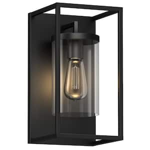 Black Outdoor Hardwired Caged Cylinder Wall Sconce with No Bulbs Included