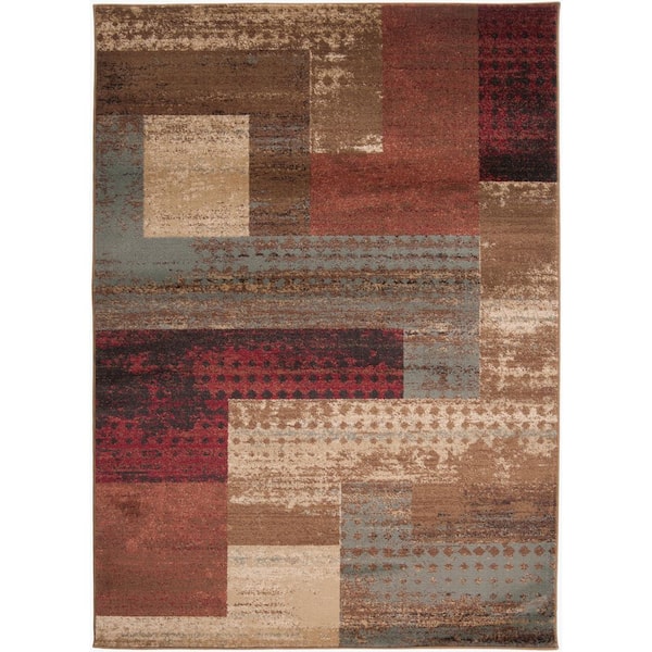 Kazuno Dark Red 9 ft. 10 in. x 12 ft. 10 in. Indoor Modern Area Rug