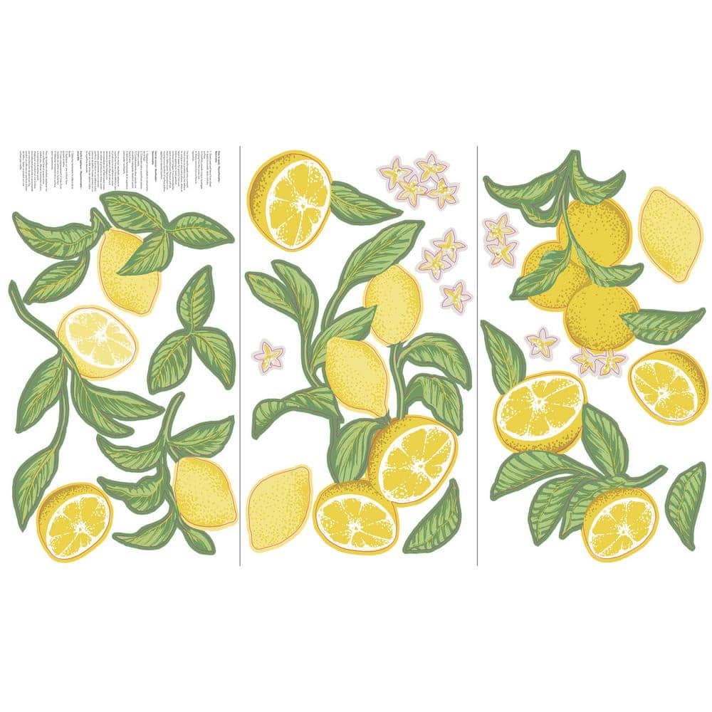 Yellow and Green Lemon Peel and Stick Wall Decal Set
