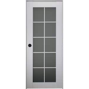 Smart Pro 10-Lite 18 in. x 84 in. Right-Hand Frosted Glass Solid Composite White Wood Single Prehung Interior Door