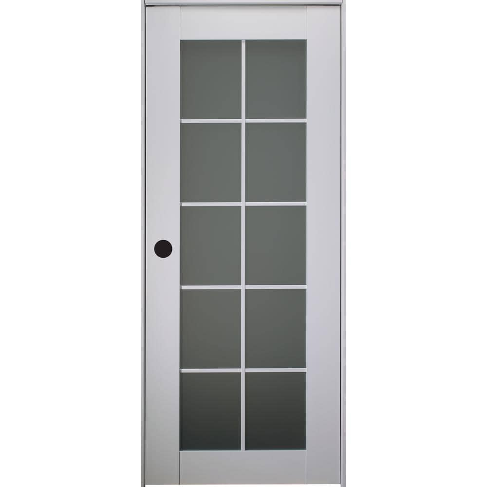 Belldinni Smart Pro 10-Lite 28 in. x 84 in. Right-Hand Frosted Glass Solid Composite White Wood Single Prehung Interior Door, Polar White