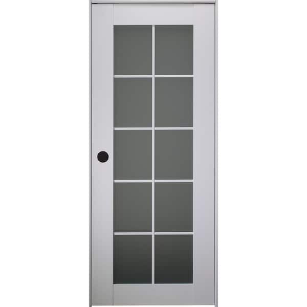 Belldinni Smart Pro 10-Lite 30 in. x 84 in. Right-Hand Frosted Glass Solid Composite White Wood Single Prehung Interior Door