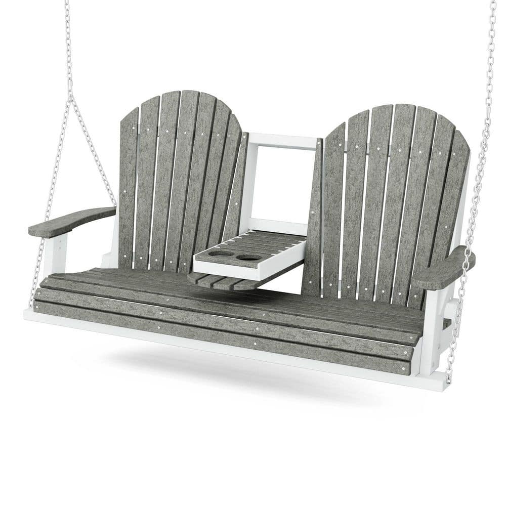 Heritage 2-Person Dark Gray and White HDPE Plastic Porch Swing with Console price history on PriceWatchPro