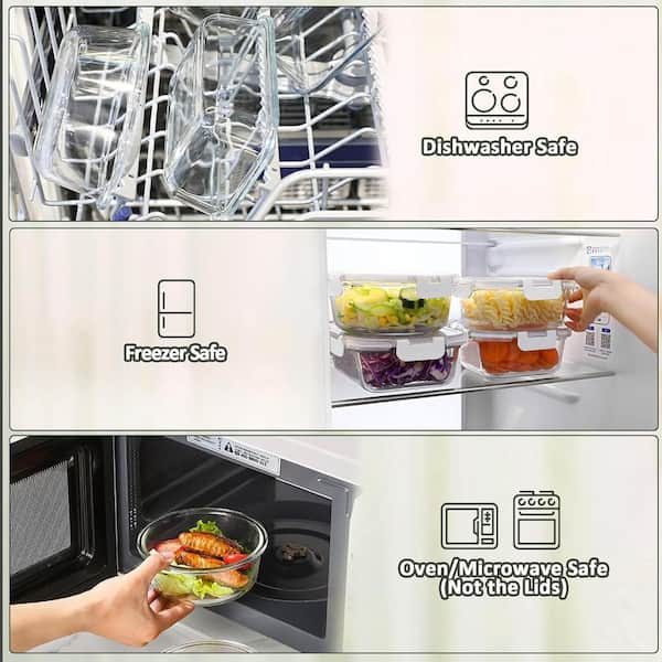 20 piece] glass food storage containers set with snap lock lids - safe for  microwave, oven, dishwasher, freezer - bpa free - airtight & leakproof 