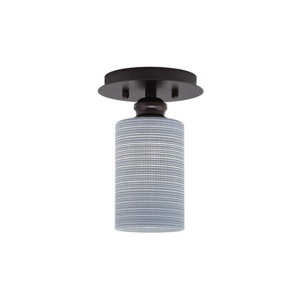 Unbranded Albany 6 in. 1-Light Espresso Contemporary Semi-Flush Mount 4 in. Gray Matrix Glass Shade No Bulb Included