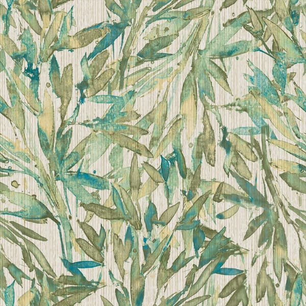 York Wallcoverings Teal Rainforest Leaves Vinyl Paper Unpasted Matte Wallpaper (21 in. x 33 ft.)