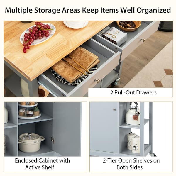 Gray Kitchen 2-Drawer Storage Organizer