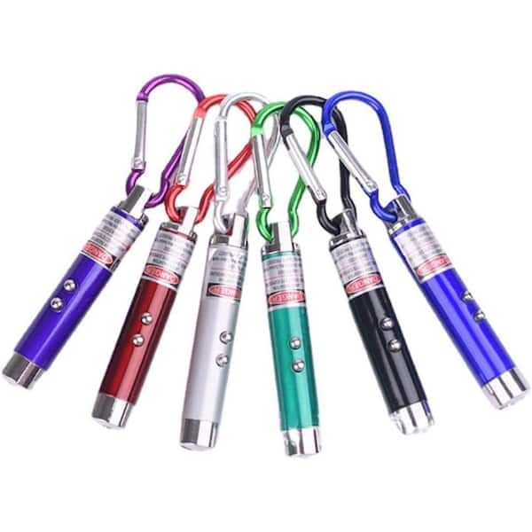 6-Pieces Cat Toys Laser Pointer Mini Keychain LED Flashlight Pet Interactive Remote Control Screen Toy