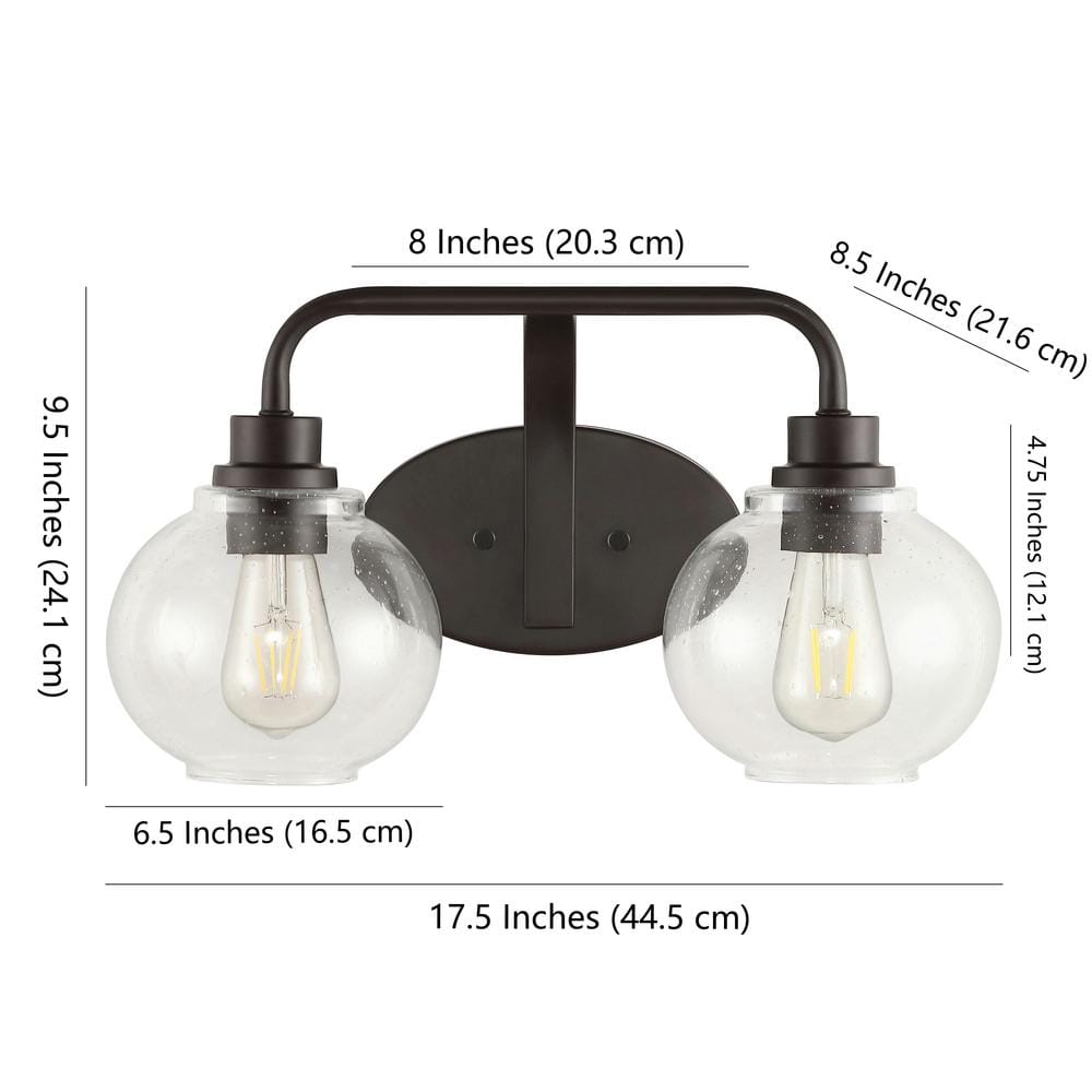 Sandrine French Country 17.5" Oil-Rubbed Bronze Vanity Light with Clear Seeded Glass
