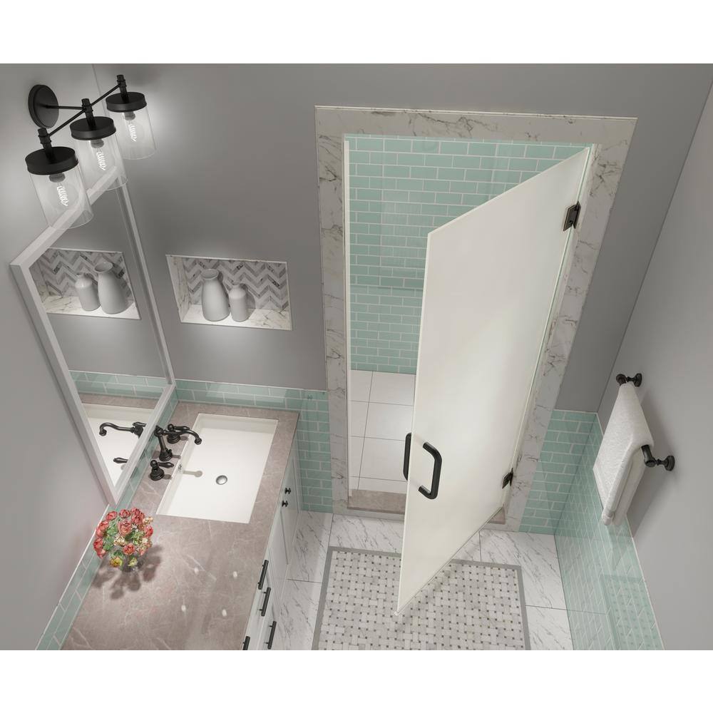 Kinkade XL Oil Rubbed Bronze Frameless Hinged Shower Door with Frosted Glass