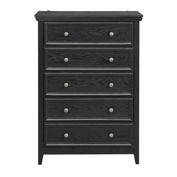 Tileon 5 Drawers Pantry Organizer Cabinet, Chest of Drawers Closet Organizers and Storage for Living Room in Black