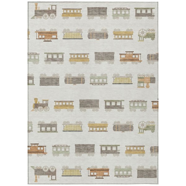 Chantille Machine Washable Indoor/Outdoor Abstract ACN2621 Ivory 3 ft. x 5 ft. Area Rug