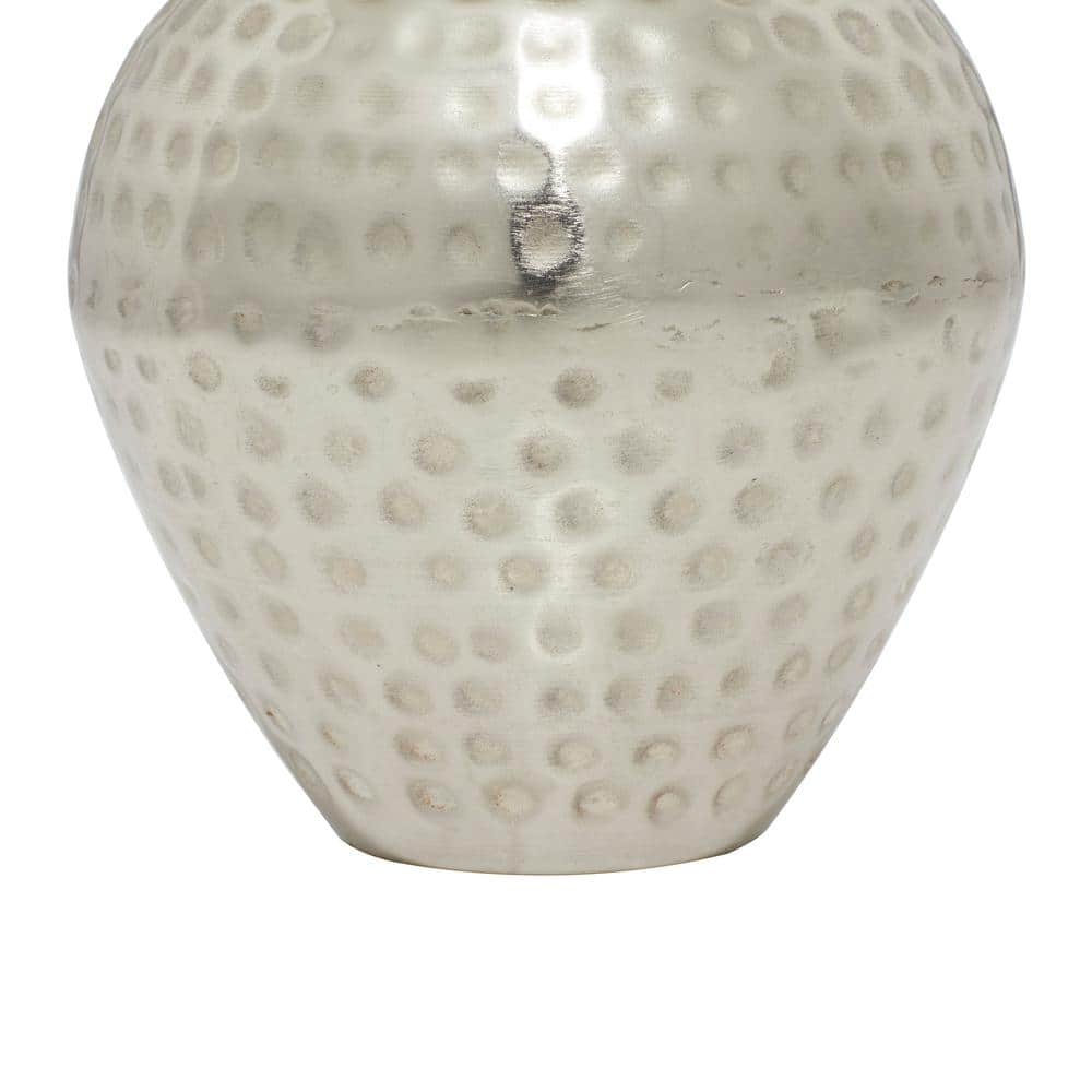 Tarnished Silver and Wood Abstract Decorative Jar 8" x 12"