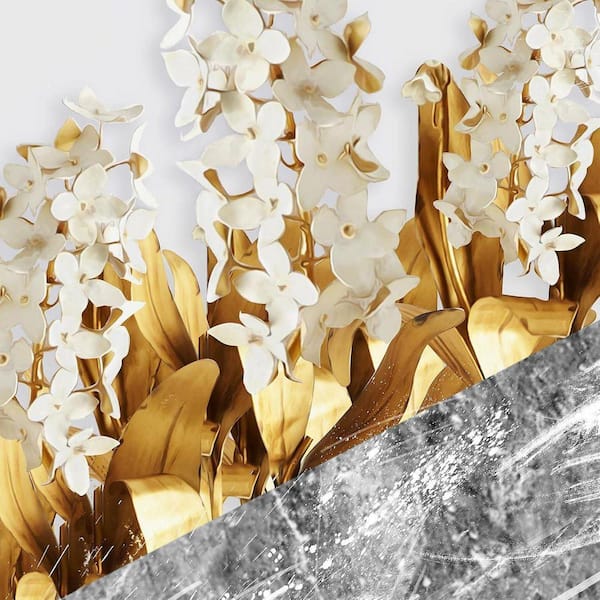 3 Piece Framed Modern Luxury Gold Wall Art Poster, Golden Leaf