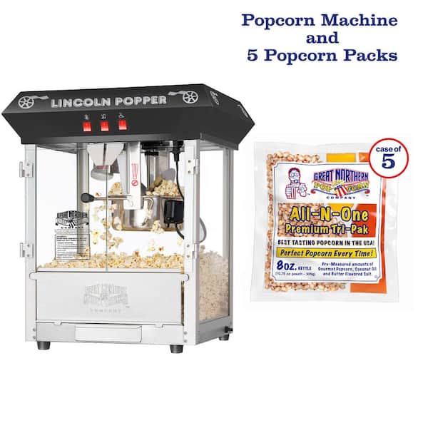 GREAT NORTHERN Foundation Series 850-Watt 8 oz. Red Hot Oil Popcorn Machine  with Stand and Cart 702720LUP - The Home Depot
